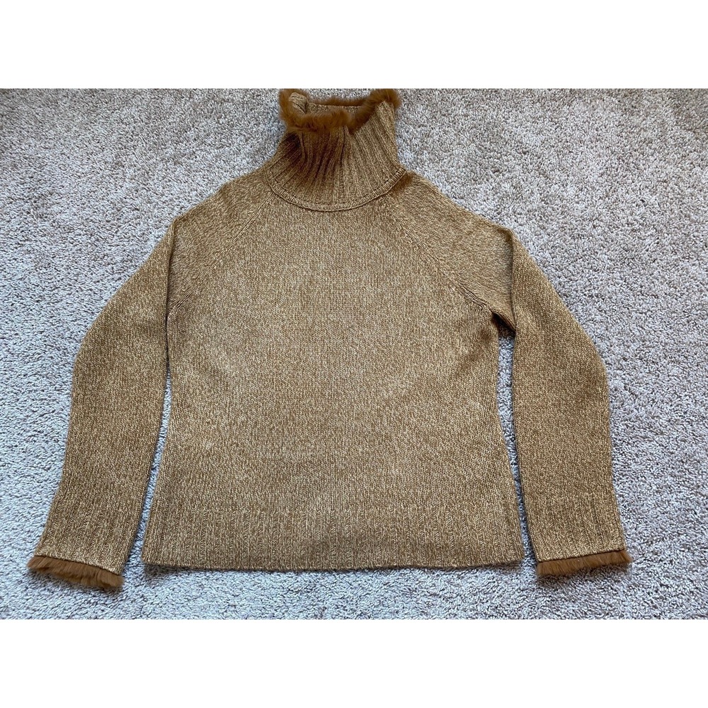 Norton Studio Sweater Women Small Boxy Oversized Heather Preppy Faux Fur sku9